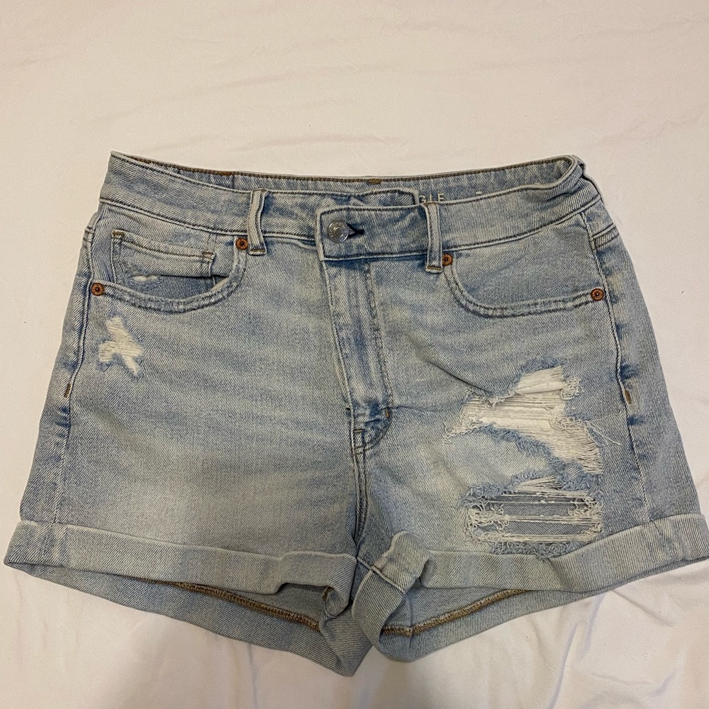 American Eagle Size 8 Asymmetrical Button Denim Shorts